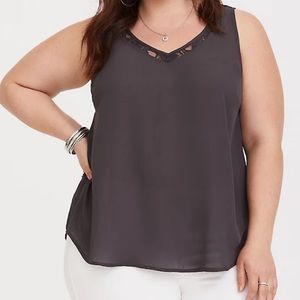GREY LACE GEORGETTE TANK